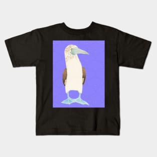 Blue Footed Booby Against Purple Background Kids T-Shirt